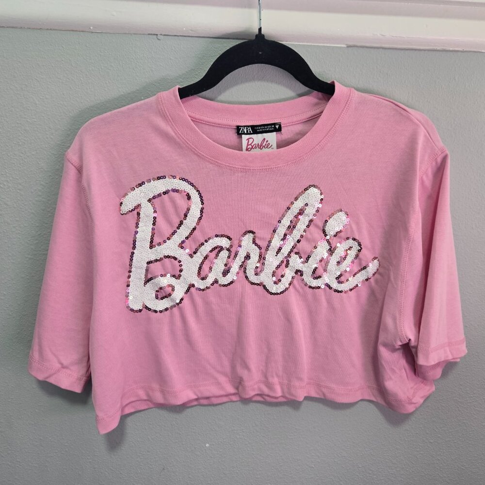 (Sold) Zara x BARBIE™ MATTEL CROP T-SHIRT PINK M NWOT